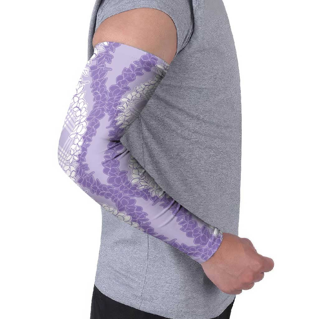 Hawaii Aloha Plumeria Lei Lavender Palaka Arm Sleeves - Polynesian Pride