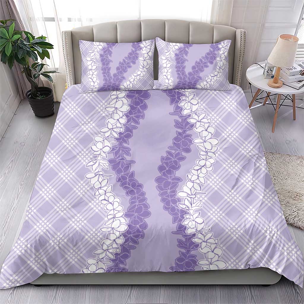 Hawaii Aloha Plumeria Lei Lavender Palaka Bedding Set - Polynesian Pride