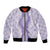 Hawaii Aloha Plumeria Lei Lavender Palaka Bomber Jacket - Polynesian Pride