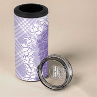 Hawaii Aloha Plumeria Lei Lavender Palaka 4 in 1 Can Cooler Tumbler - Polynesian Pride