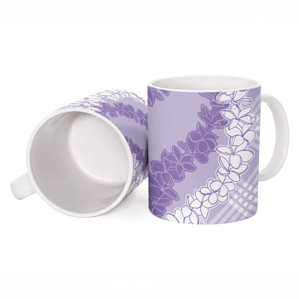 Hawaii Aloha Plumeria Lei Lavender Palaka Ceramic Mug - Polynesian Pride