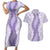 Hawaii Aloha Plumeria Lei Lavender Palaka Couples Matching Short Sleeve Bodycon Dress and Hawaiian Shirt - Polynesian Pride