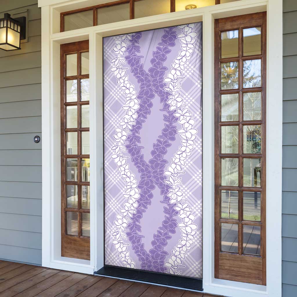 Hawaii Aloha Plumeria Lei Lavender Palaka Door Cover - Polynesian Pride