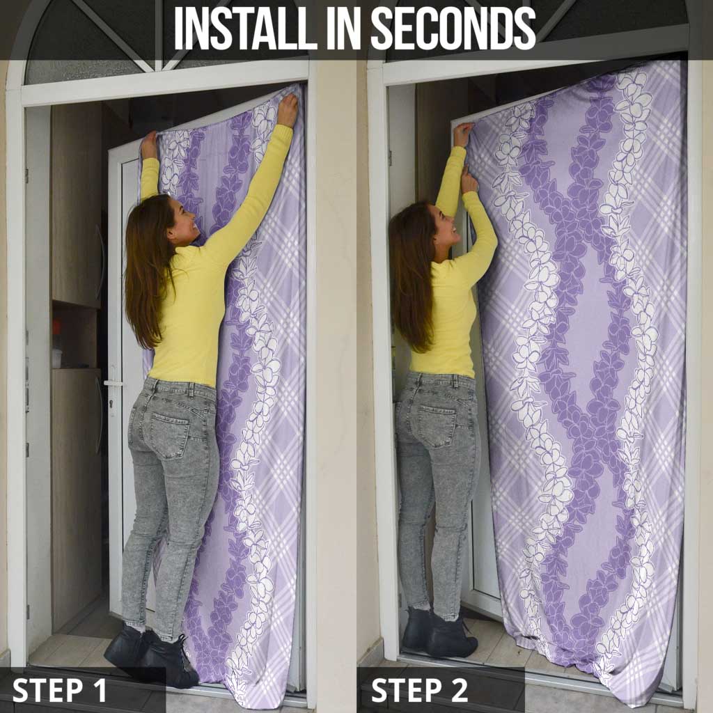 Hawaii Aloha Plumeria Lei Lavender Palaka Door Cover - Polynesian Pride