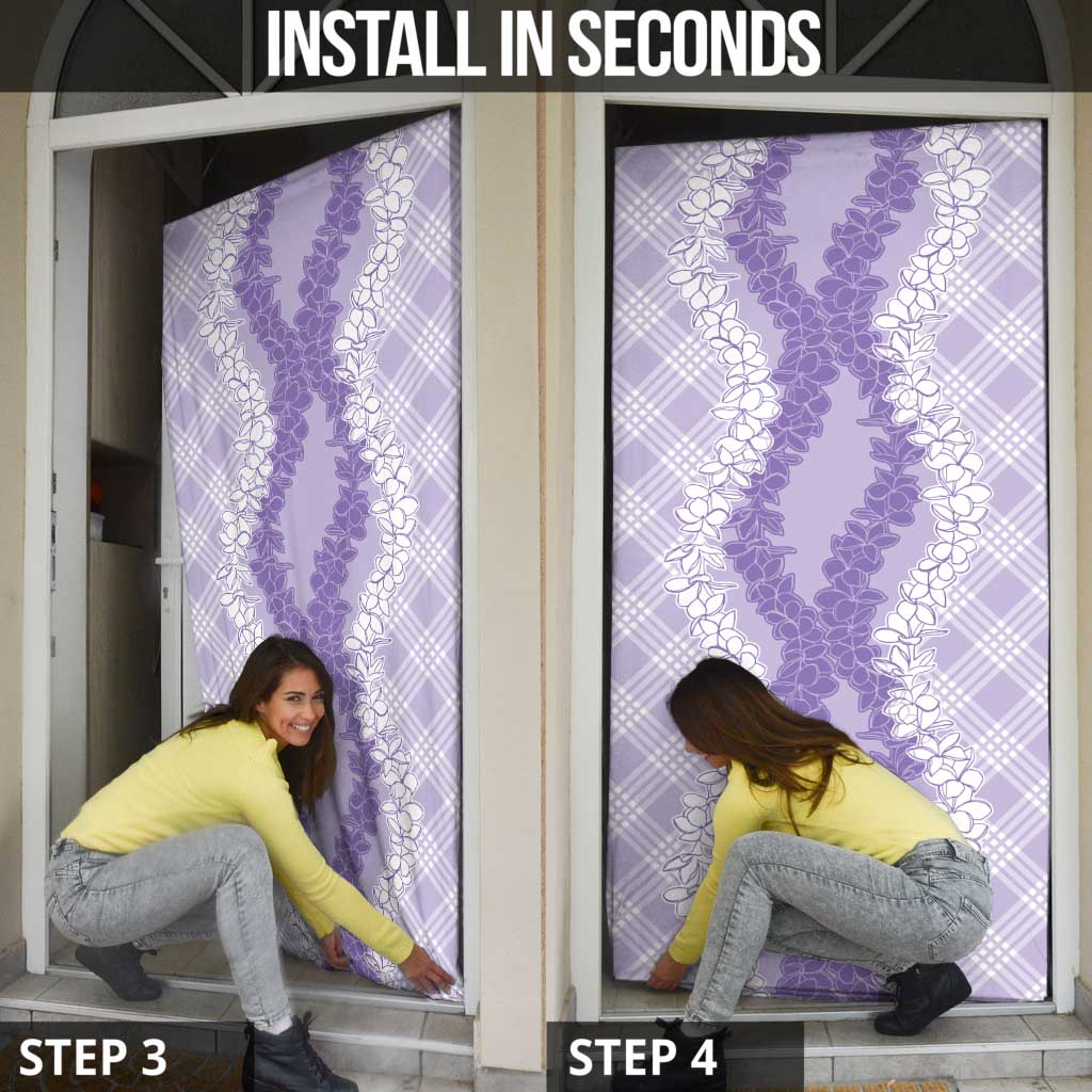 Hawaii Aloha Plumeria Lei Lavender Palaka Door Cover - Polynesian Pride