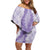Hawaii Aloha Plumeria Lei Lavender Palaka Family Matching Off Shoulder Short Dress and Hawaiian Shirt - Polynesian Pride