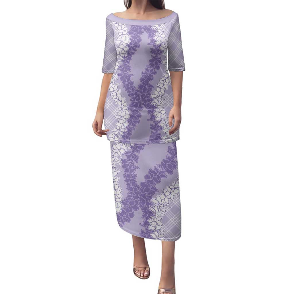 Hawaii Aloha Plumeria Lei Lavender Palaka Family Matching Puletasi and Hawaiian Shirt - Polynesian Pride