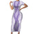 Hawaii Aloha Plumeria Lei Lavender Palaka Family Matching Short Sleeve Bodycon Dress and Hawaiian Shirt - Polynesian Pride
