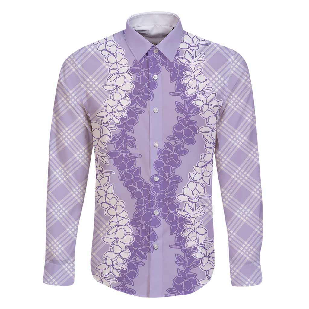 Hawaii Aloha Plumeria Lei Lavender Palaka Family Matching Summer Maxi Dress and Hawaiian Shirt - Polynesian Pride