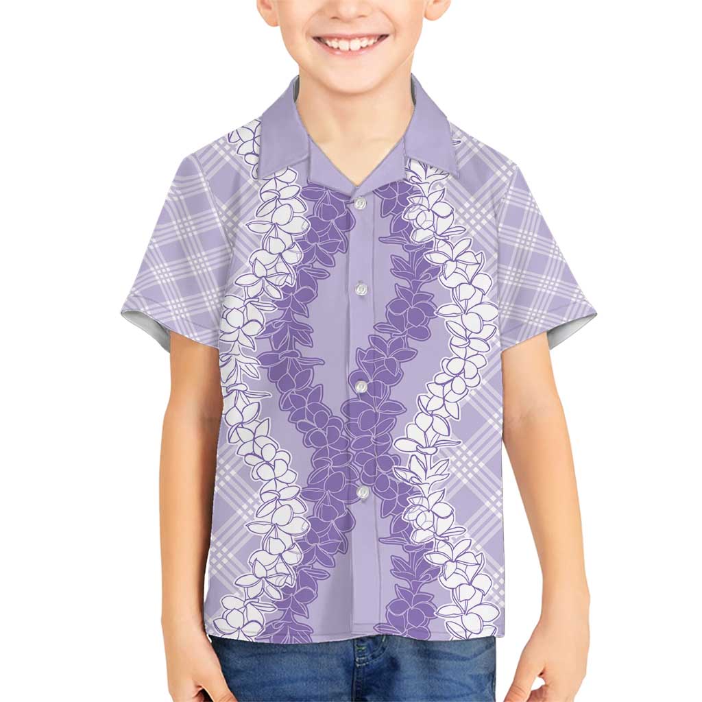 Hawaii Aloha Plumeria Lei Lavender Palaka Family Matching Summer Maxi Dress and Hawaiian Shirt - Polynesian Pride