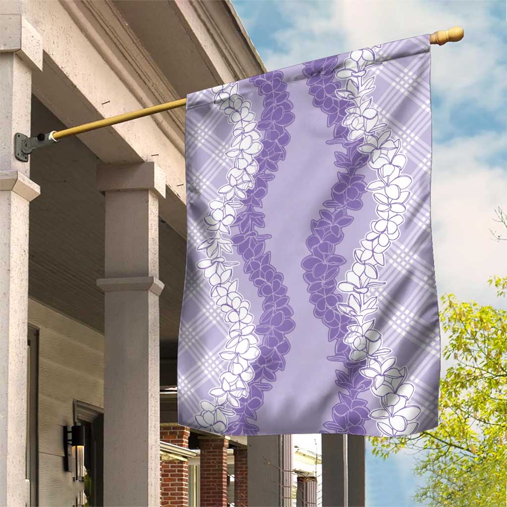 Hawaii Aloha Plumeria Lei Lavender Palaka Garden Flag - Polynesian Pride