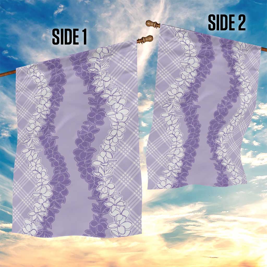 Hawaii Aloha Plumeria Lei Lavender Palaka Garden Flag - Polynesian Pride