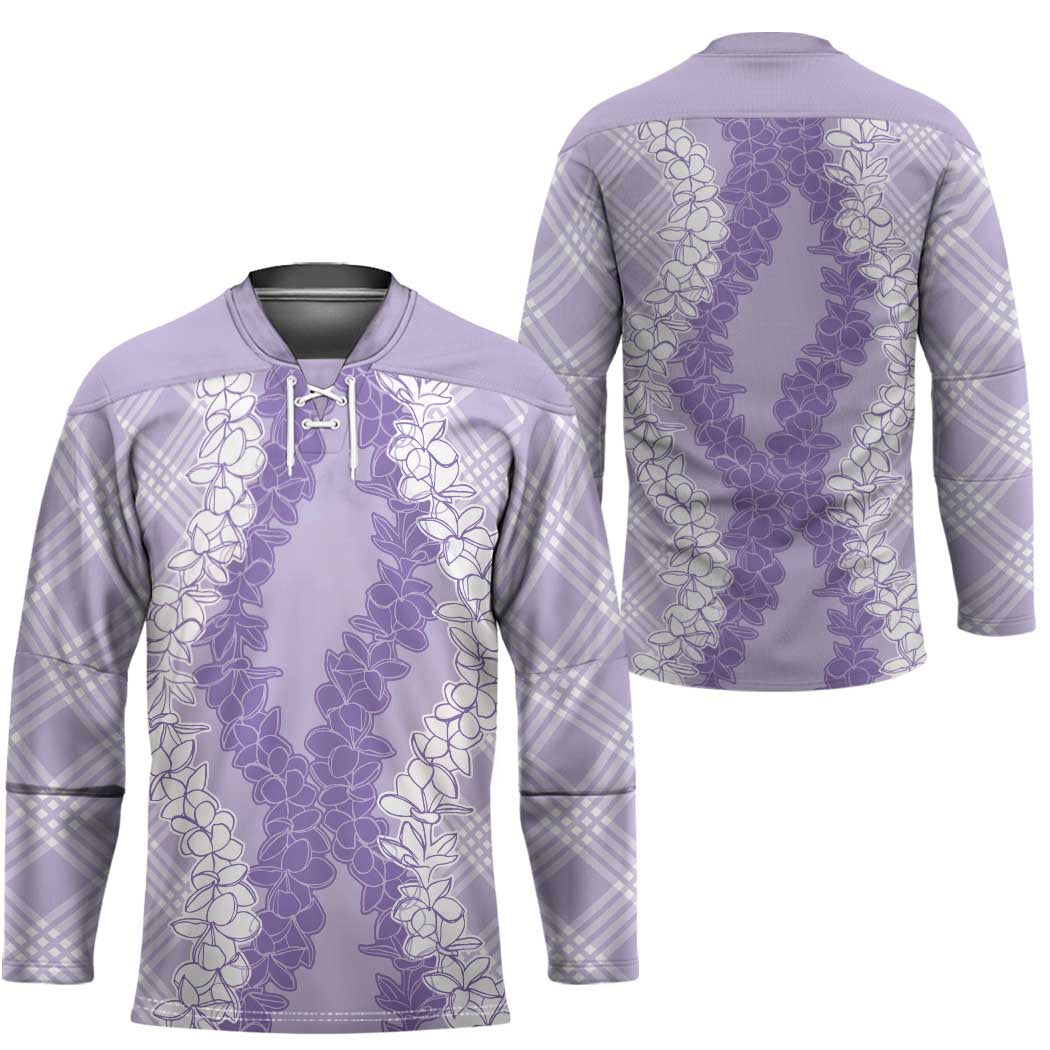 Hawaii Aloha Plumeria Lei Lavender Palaka Hockey Jersey - Polynesian Pride