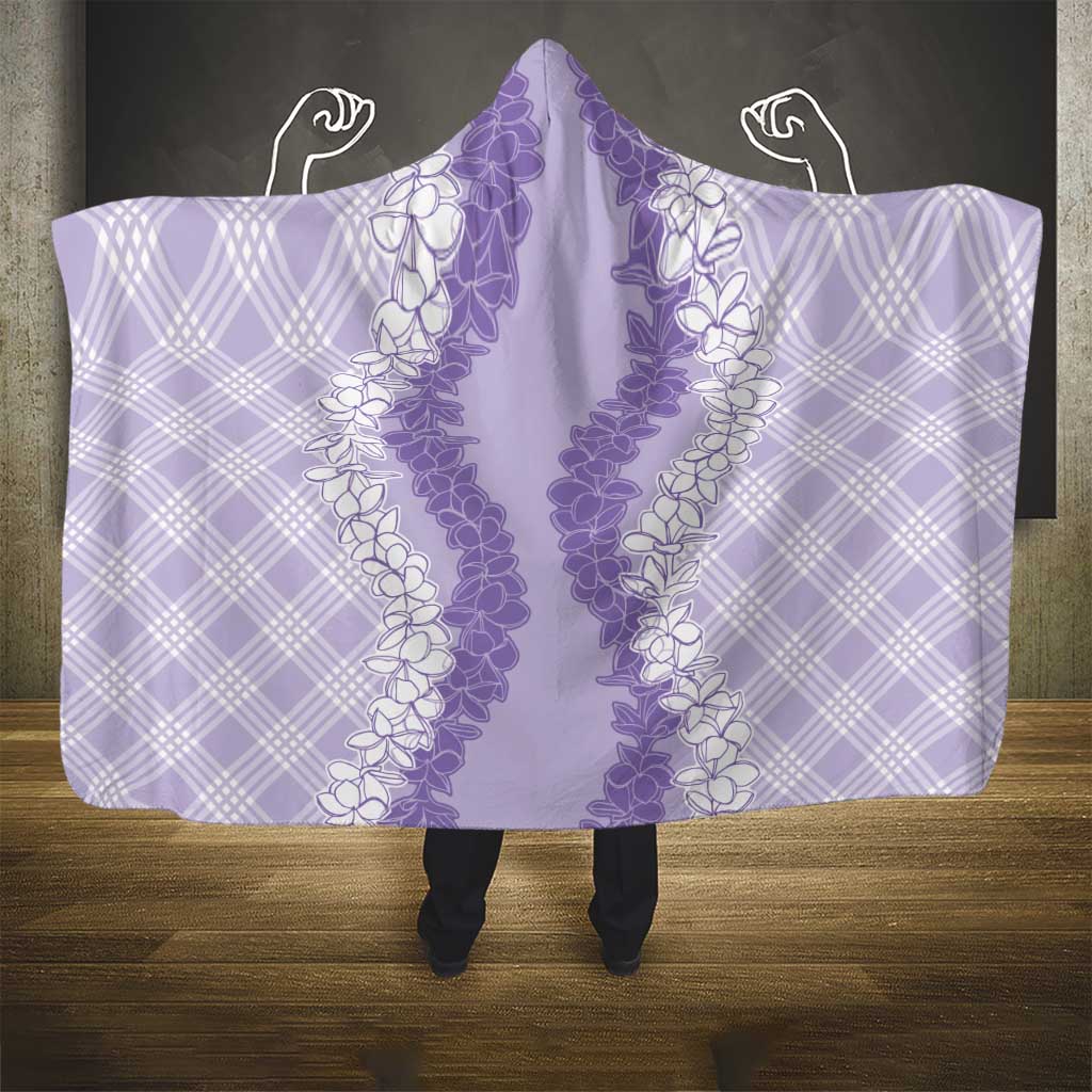 Hawaii Aloha Plumeria Lei Lavender Palaka Hooded Blanket - Polynesian Pride