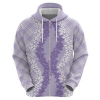 Hawaii Aloha Plumeria Lei Lavender Palaka Hoodie - Polynesian Pride