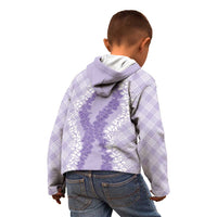 Hawaii Aloha Plumeria Lei Lavender Palaka Kid Hoodie - Polynesian Pride