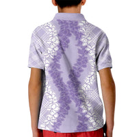 Hawaii Aloha Plumeria Lei Lavender Palaka Kid Polo Shirt - Polynesian Pride