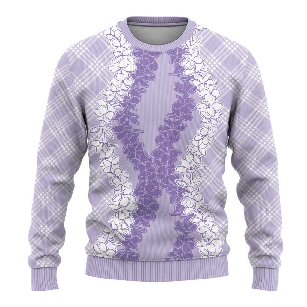 Hawaii Aloha Plumeria Lei Lavender Palaka Ugly Christmas Sweater - Polynesian Pride