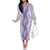 Hawaii Aloha Plumeria Lei Lavender Palaka Off The Shoulder Long Sleeve Dress - Polynesian Pride