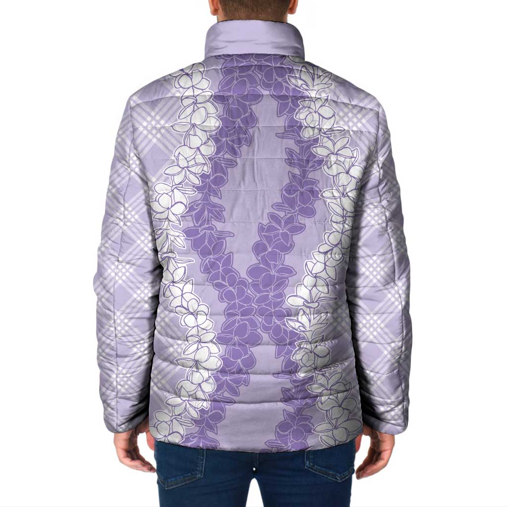 Hawaii Aloha Plumeria Lei Lavender Palaka Padded Jacket LT7 - Polynesian Pride