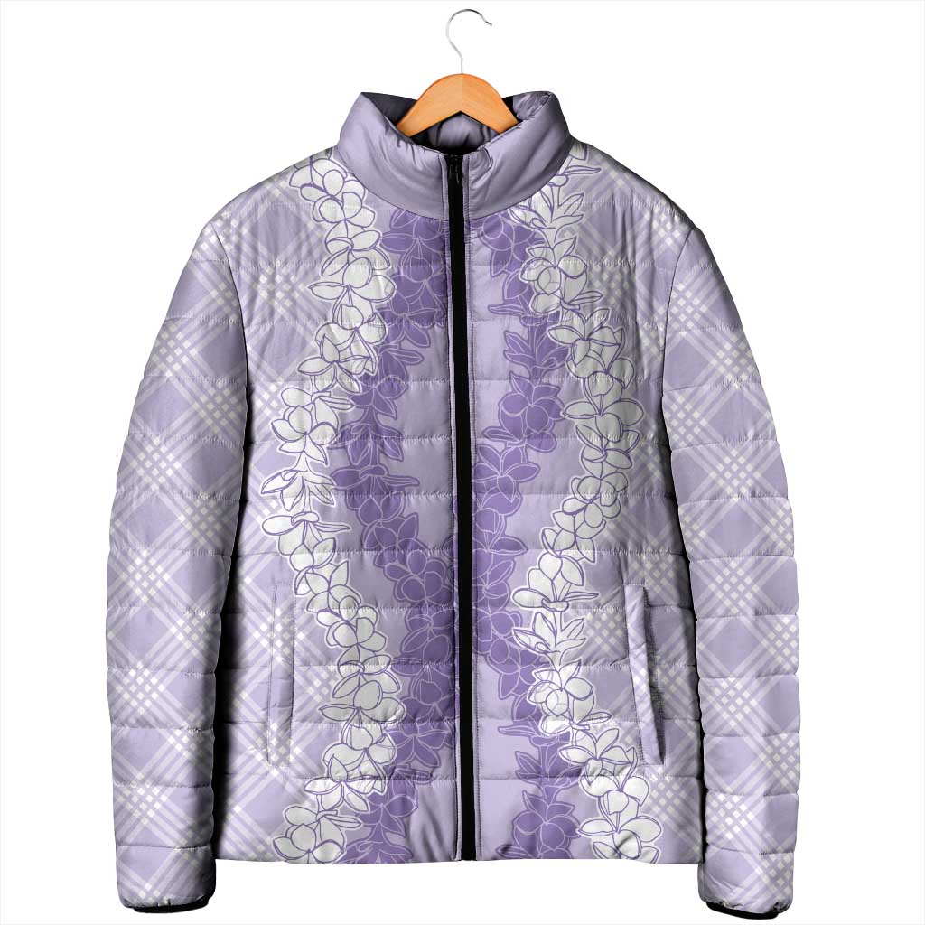 Hawaii Aloha Plumeria Lei Lavender Palaka Padded Jacket LT7 - Polynesian Pride