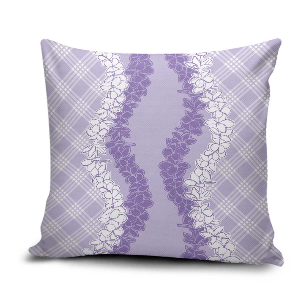 Hawaii Aloha Plumeria Lei Lavender Palaka Pillow Cover - Polynesian Pride