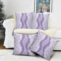 Hawaii Aloha Plumeria Lei Lavender Palaka Pillow Cover - Polynesian Pride