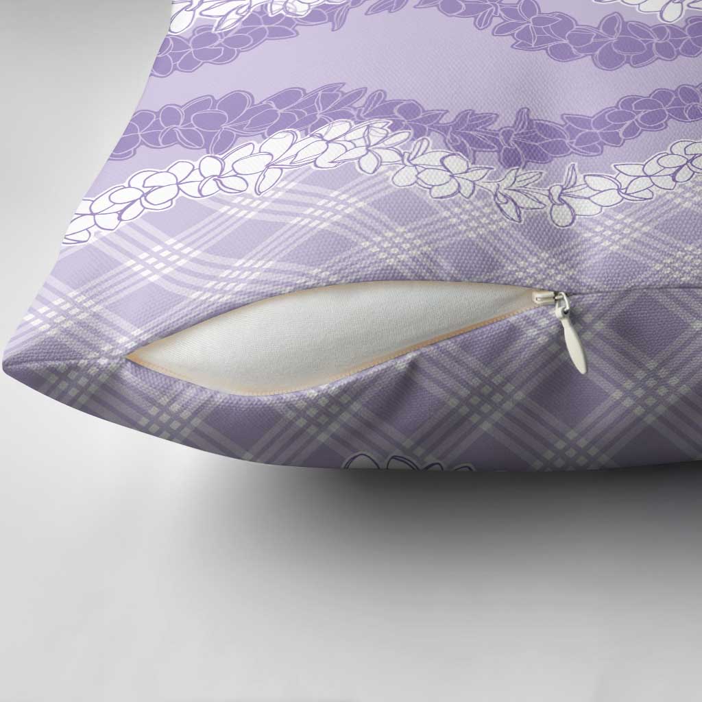 Hawaii Aloha Plumeria Lei Lavender Palaka Pillow Cover - Polynesian Pride