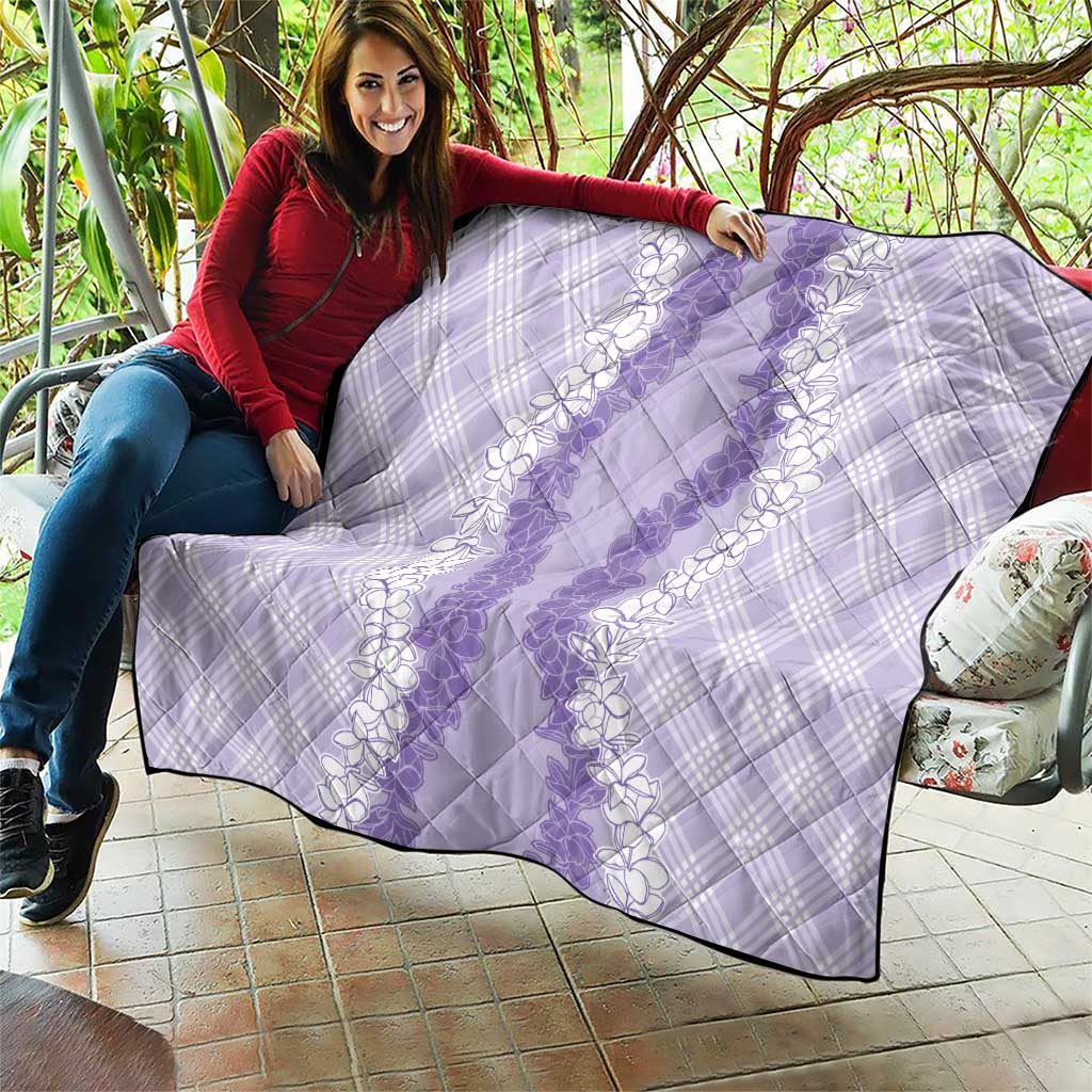 Hawaii Aloha Plumeria Lei Lavender Palaka Quilt LT7 - Polynesian Pride