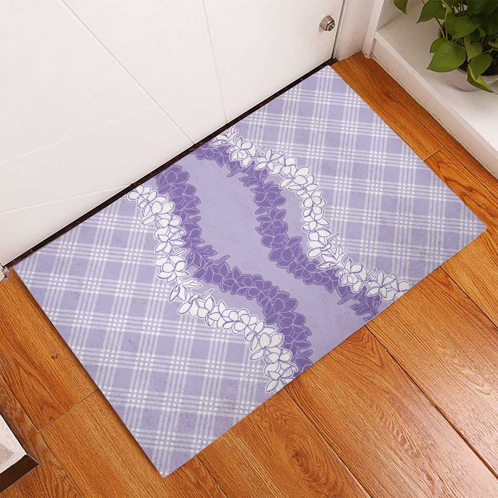 Hawaii Aloha Plumeria Lei Lavender Palaka Rubber Doormat LT7 - Polynesian Pride