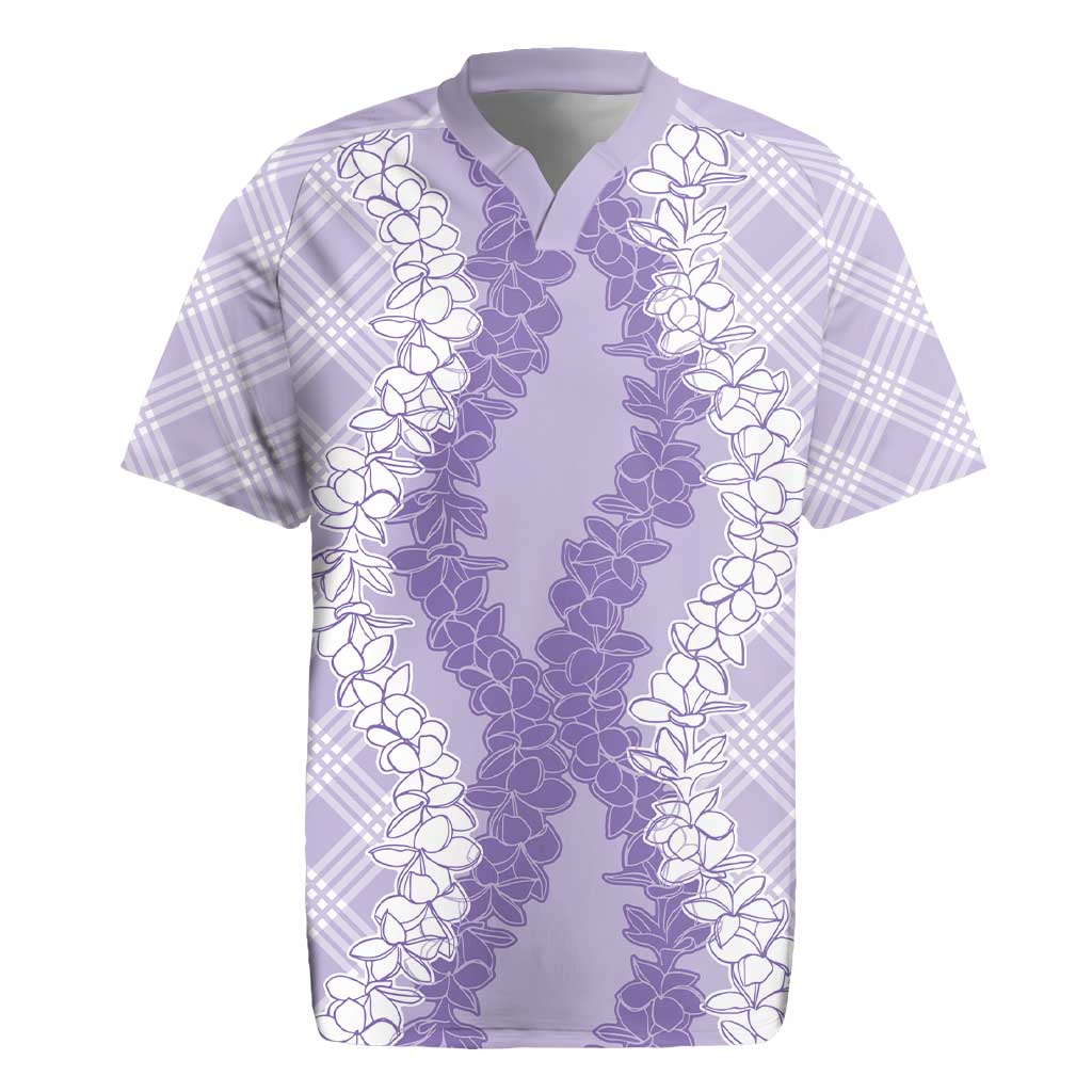 Hawaii Aloha Plumeria Lei Lavender Palaka Rugby Jersey - Polynesian Pride