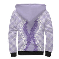 Hawaii Aloha Plumeria Lei Lavender Palaka Sherpa Hoodie - Polynesian Pride