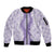 Hawaii Aloha Plumeria Lei Lavender Palaka Sleeve Zip Bomber Jacket - Polynesian Pride