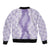 Hawaii Aloha Plumeria Lei Lavender Palaka Sleeve Zip Bomber Jacket - Polynesian Pride
