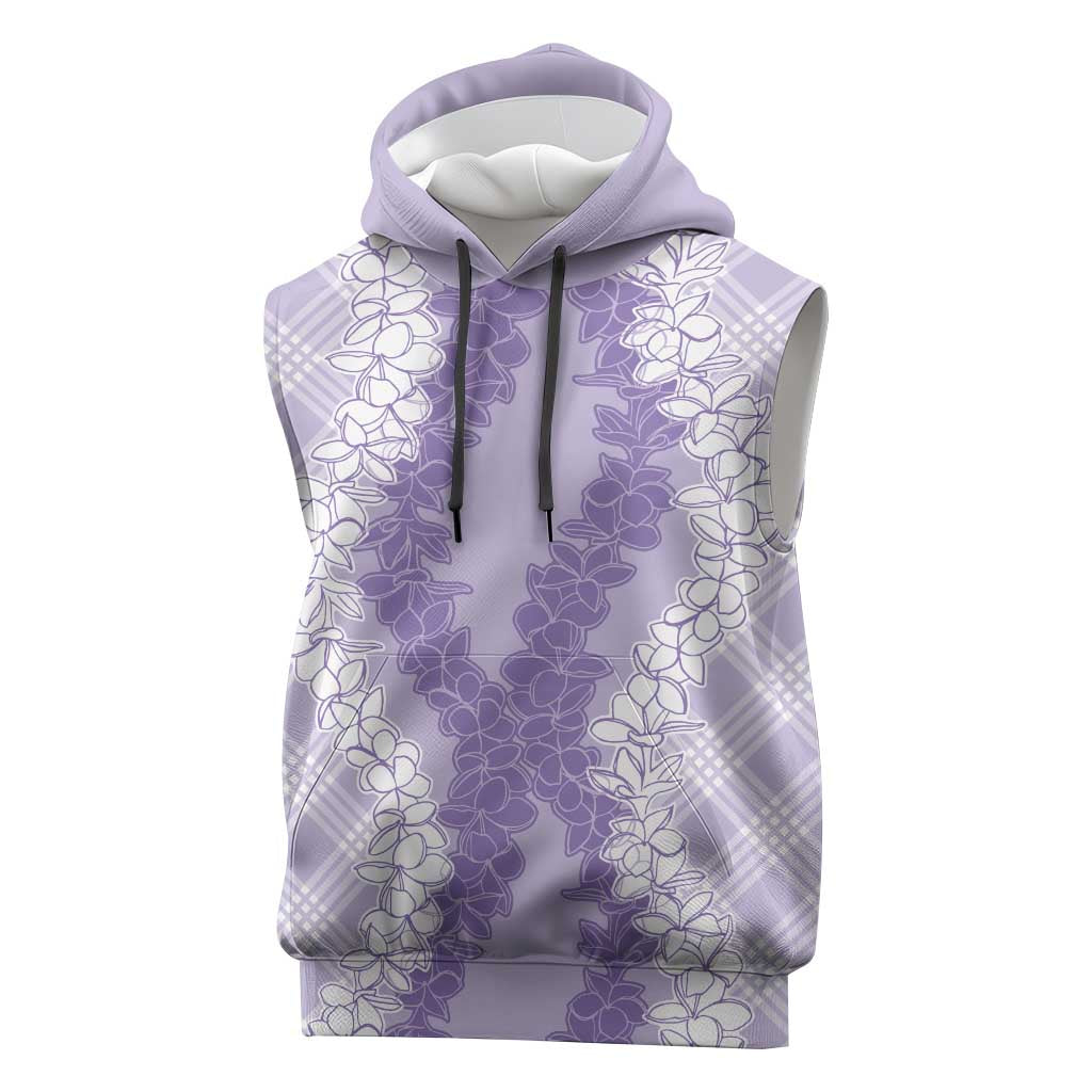 Hawaii Aloha Plumeria Lei Lavender Palaka Sleeveless Hoodie LT7 Lavender - Polynesian Pride