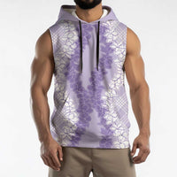 Hawaii Aloha Plumeria Lei Lavender Palaka Sleeveless Hoodie LT7 - Polynesian Pride