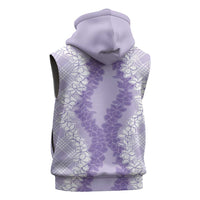 Hawaii Aloha Plumeria Lei Lavender Palaka Sleeveless Zip Hoodie - Polynesian Pride
