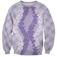 Hawaii Aloha Plumeria Lei Lavender Palaka Sweatshirt - Polynesian Pride