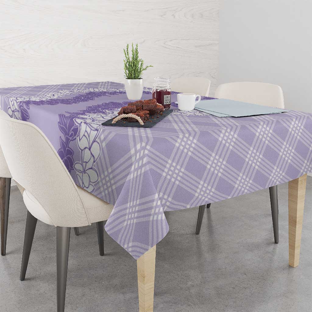 Hawaii Aloha Plumeria Lei Lavender Palaka Tablecloth - Polynesian Pride