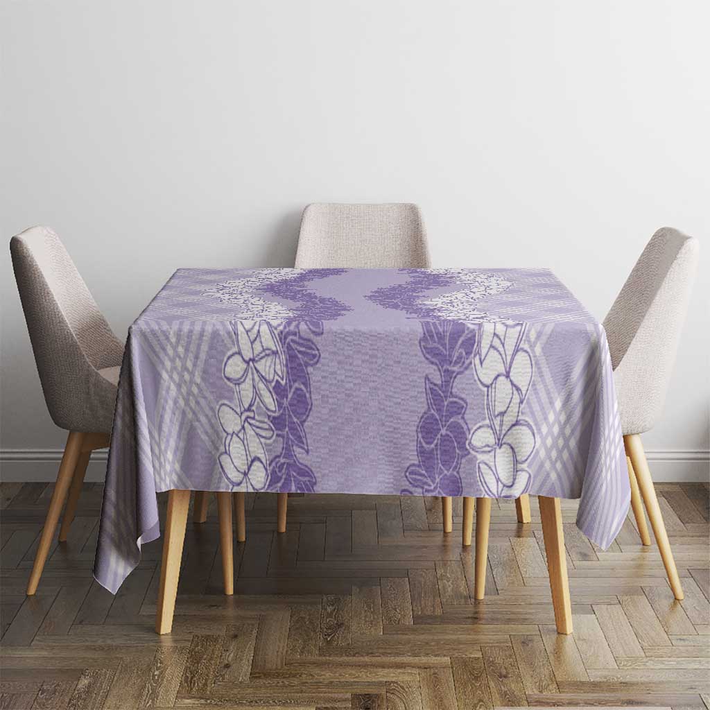 Hawaii Aloha Plumeria Lei Lavender Palaka Tablecloth - Polynesian Pride