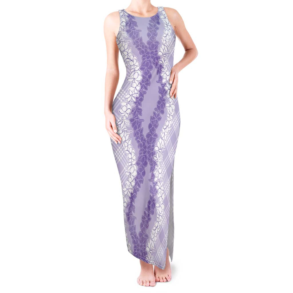 Hawaii Aloha Plumeria Lei Lavender Palaka Tank Maxi Dress - Polynesian Pride