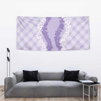 Hawaii Aloha Plumeria Lei Lavender Palaka Tapestry - Polynesian Pride