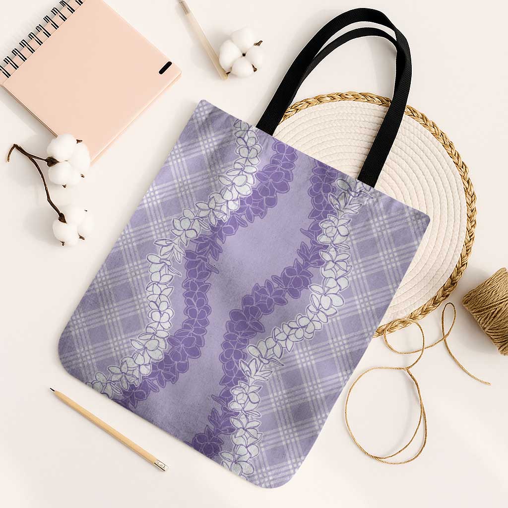 Hawaii Aloha Plumeria Lei Lavender Palaka Tote Bag - Polynesian Pride