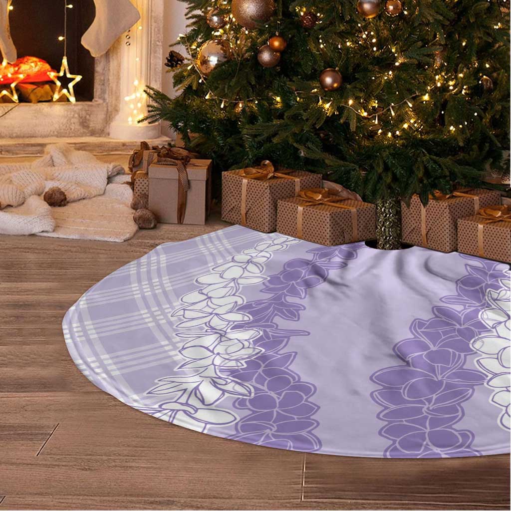 Hawaii Aloha Plumeria Lei Lavender Palaka Tree Skirt LT7 - Polynesian Pride
