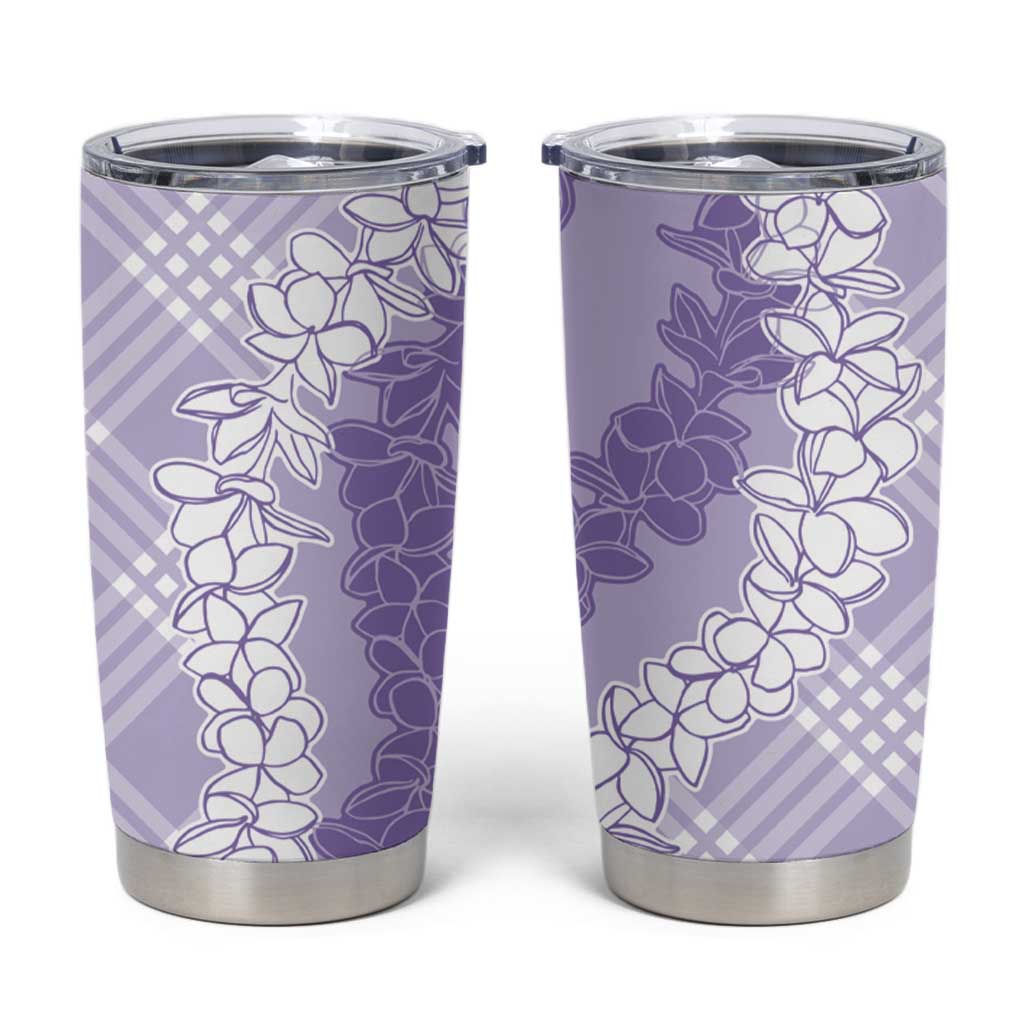 Hawaii Aloha Plumeria Lei Lavender Palaka Tumbler Cup - Polynesian Pride