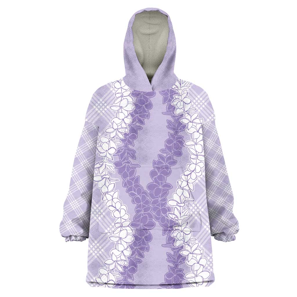 Hawaii Aloha Plumeria Lei Lavender Palaka Wearable Blanket Hoodie LT7 One Size Lavender - Polynesian Pride