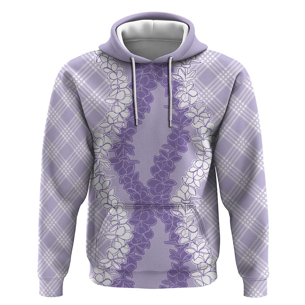 Hawaii Aloha Plumeria Lei Lavender Palaka Zip Hoodie - Polynesian Pride