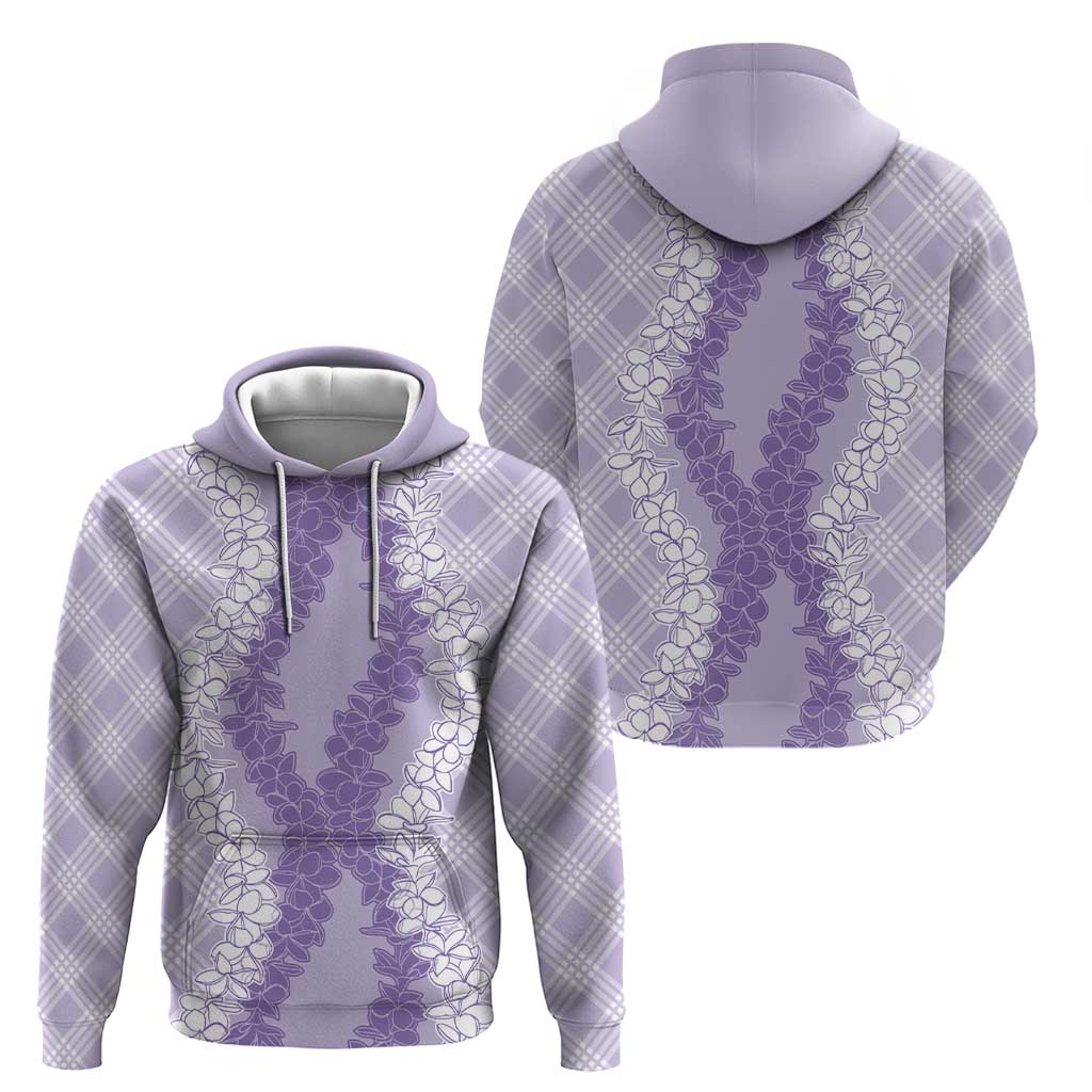 Hawaii Aloha Plumeria Lei Lavender Palaka Zip Hoodie - Polynesian Pride