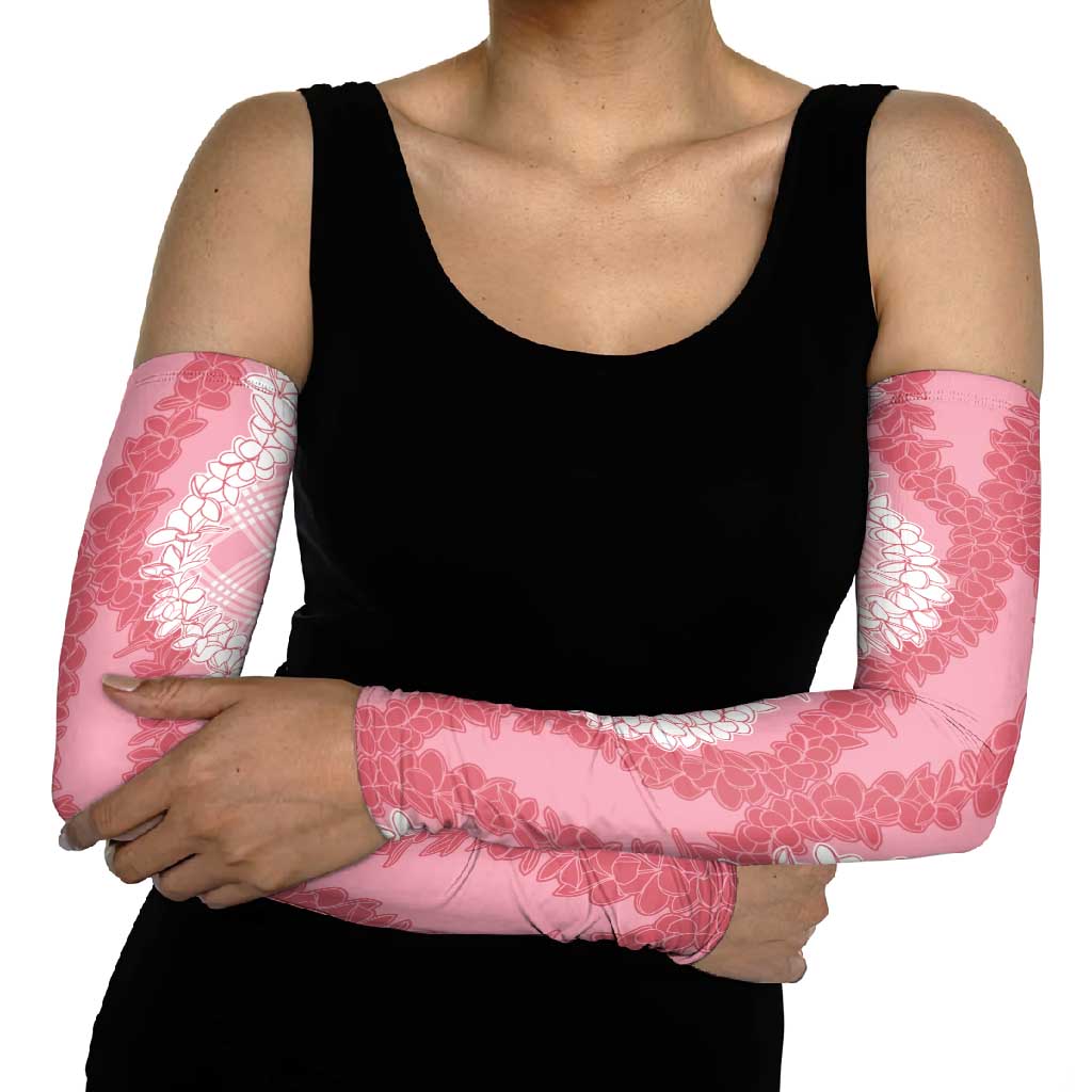Hawaii Aloha Plumeria Lei Pink Palaka Arm Sleeves - Polynesian Pride