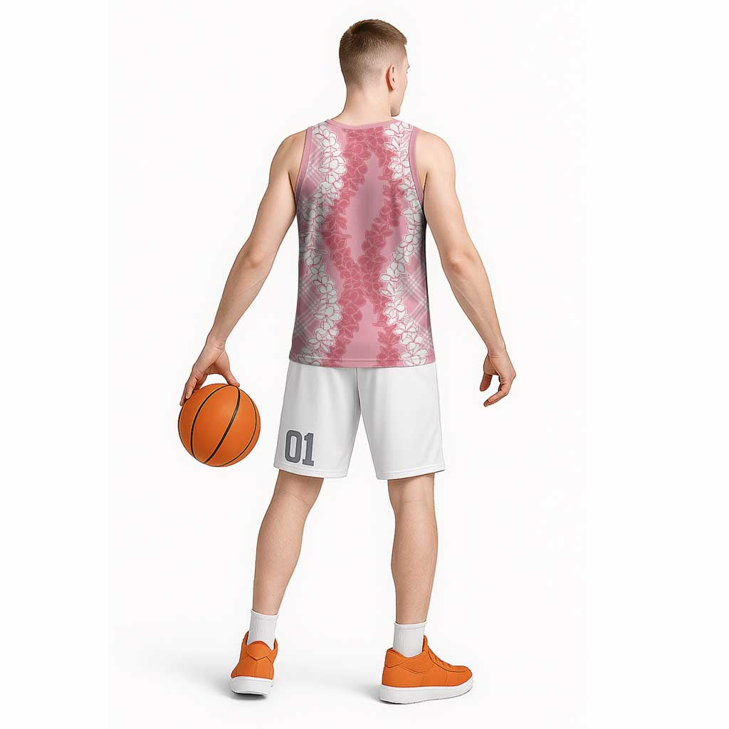 Hawaii Aloha Plumeria Lei Pink Palaka Basketball Jersey - Polynesian Pride